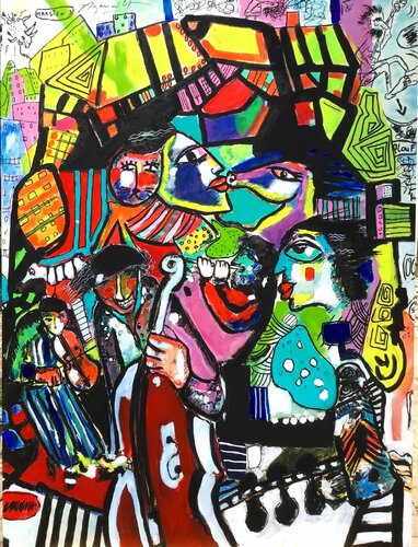 LES SALTIMBANQUES di Jean-Louis Azencott, Pittura in vendita su Singulart