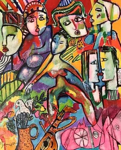 Sur la place di Jean-Louis Azencott, Pittura in vendita su Singulart