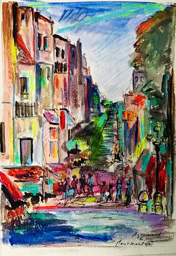 PARIS VIEUX MONTMARTRE von Jean-Louis Azencott, Malerei kaufen auf Singulart