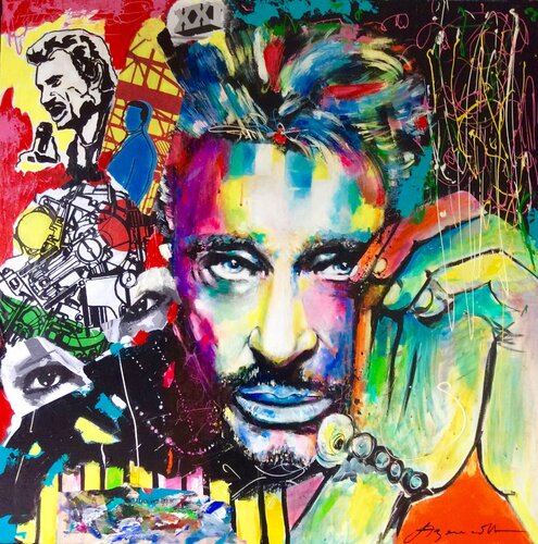 PORTRAIT DE JOHNNY (THE BEST !!) de Jean-Louis Azencott, Pintura a la venta en Singulart