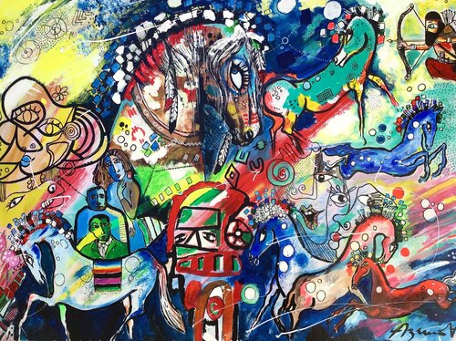 LES CHEVAUX DU TEMPS di Jean-Louis Azencott, Pittura in vendita su Singulart