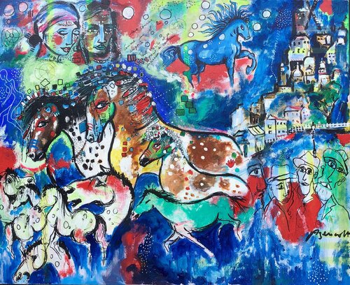 LE GALOP DES CHEVAUX DISPARUS par Jean-Louis Azencott, Peinture en vente sur Singulart