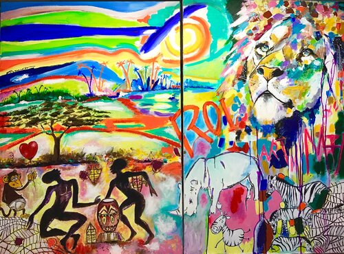 AFRIQUE par Jean-Louis Azencott, Peinture en vente sur Singulart