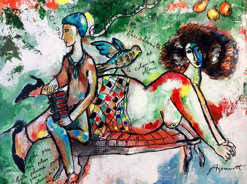 LA COLOMBE BLEUE par Jean-Louis Azencott, Peinture en vente sur Singulart