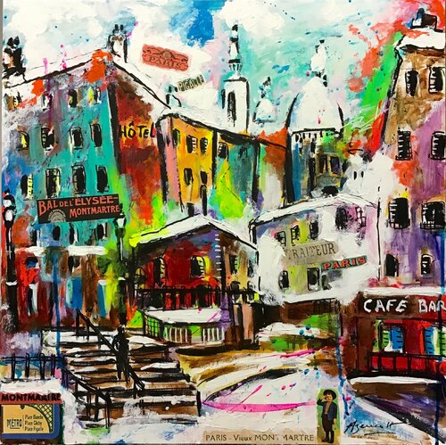 - PARIS - Quartier du VIEUX MONTMARTRE - par Jean-Louis Azencott, Peinture en vente sur Singulart