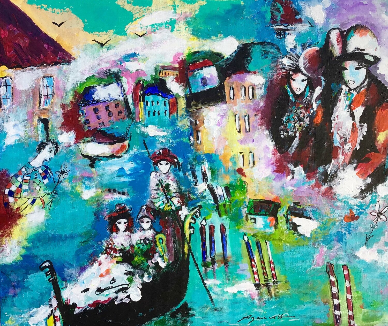 VENISE le grand canal Jean-Louis Azencott Originalgemälde zu verkaufen