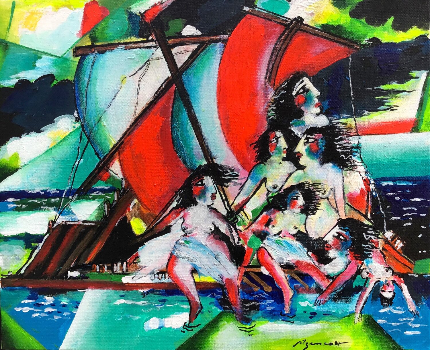 HOMMAGE À GÉRICAULT Jean-Louis Azencott Originalgemälde zu verkaufen