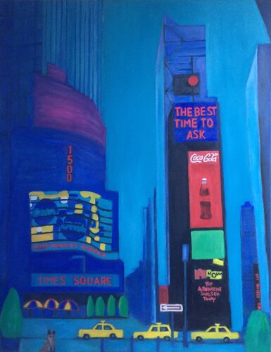 New York -A Fox in Times Square de JO Tuck, Pintura a la venta en Singulart