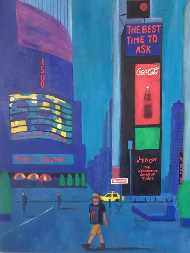"New York- A Rolling Stone In Times Square" di JO Tuck, Pittura in vendita su Singulart