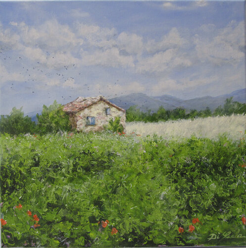 cabanon au pays des baronnies di Brigitte Di Scala, Pittura in vendita su Singulart