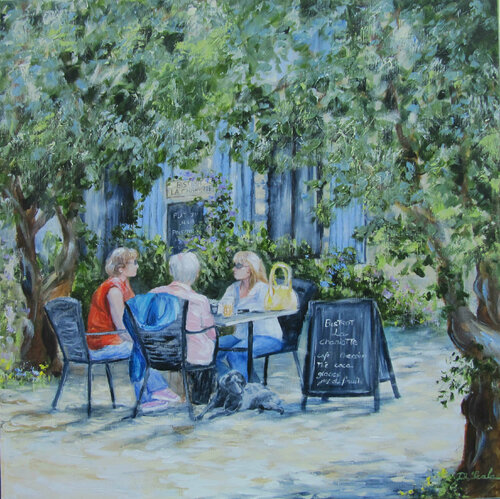 le bistrot du coin de la ruelle di Brigitte Di Scala, Pittura in vendita su Singulart