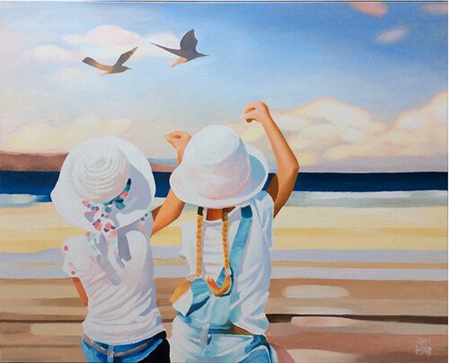 Ils regardent passer les oiseaux par Alain Rolland, Peinture en vente sur Singulart