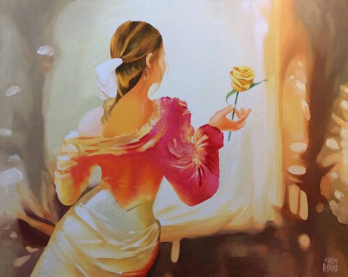 La Diva et la rose par Alain Rolland, Peinture en vente sur Singulart