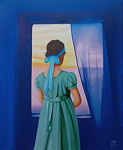 Devant sa fenêtre par Alain Rolland, Peinture en vente sur Singulart