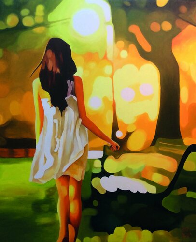Dans le parc par Alain Rolland, Peinture en vente sur Singulart
