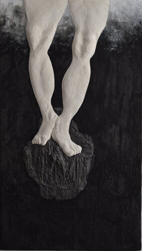 Colosse au pied d'argile IV - Bas-relief by Sylvia Rhud, Painting for Sale on Singulart