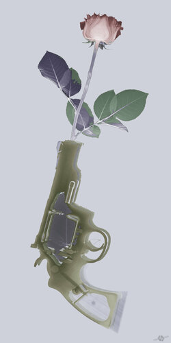 Hand Gun and Flower X-Ray Series 1 de Tony Rubino, Pintura a la venta en Singulart