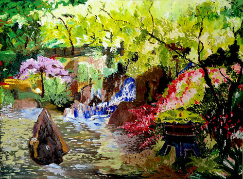 Cascata sotto gli Aceri by Nelly Marlier, Painting for Sale on Singulart