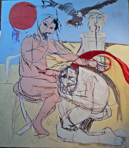 Priam begs Achilles for Hector's body van James A Hamilton III, Schilderij te koop op Singulart