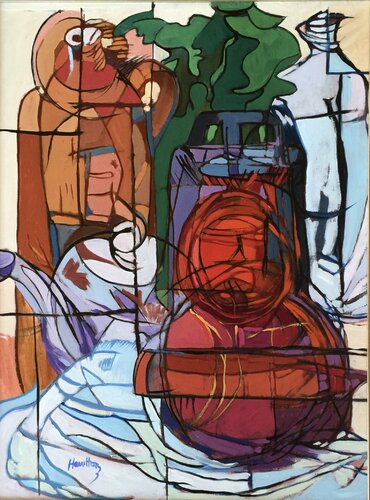 RED RAILROAD LANTERN by James A Hamilton III, Painting for Sale on Singulart