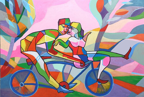 my bike and my love by Phuong Hoang, Painting for Sale on Singulart