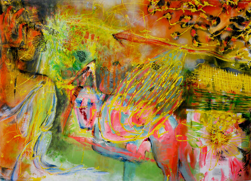 Les mythes ont la vie dure - ecce puer 3 van Véronique Egloff, Schilderij te koop op Singulart