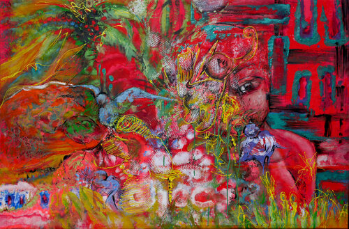 Comment ne pas voir rouge - ecce puer 5 van Véronique Egloff, Schilderij te koop op Singulart
