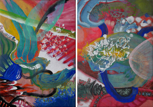 symbiose planétaire 1 van Véronique Egloff, Schilderij te koop op Singulart