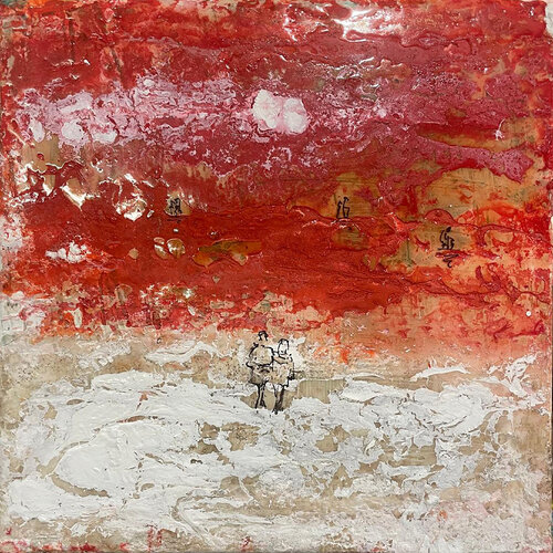 ORIZZONTE L ROSSO N 2 by Giusy Lauriola, Painting for Sale on Singulart