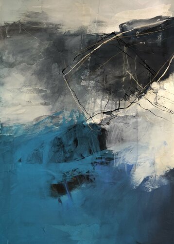 Schiff vertäut im Schilf II -  Navire amarré dans le roseau II di Denise Eyer-Oggier, Pittura in vendita su Singulart