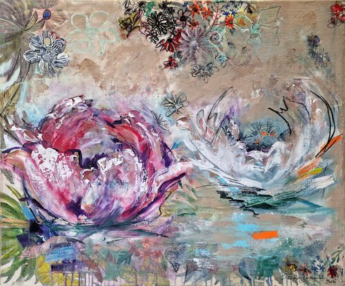 Flor roja y blanca Sabina Bockemühl