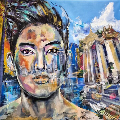 URBAN FACES - Jules Bangkok van Sabina Bockemühl, Schilderij te koop op Singulart