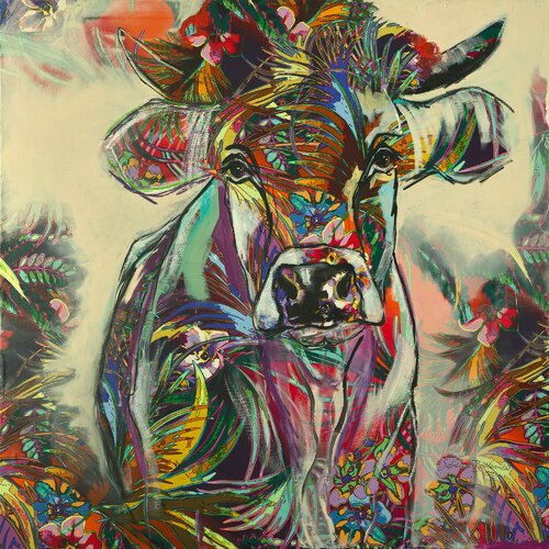 Flower beauty (Kuh-Porträt) von Sabina Bockemühl, Malerei kaufen auf Singulart