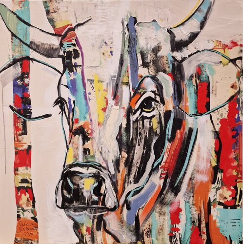 Hot cow (Kuh-Porträt) par Sabina Bockemühl, Peinture en vente sur Singulart