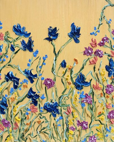 Wildflowers with Chickory di Jon Parlangeli, Pittura in vendita su Singulart