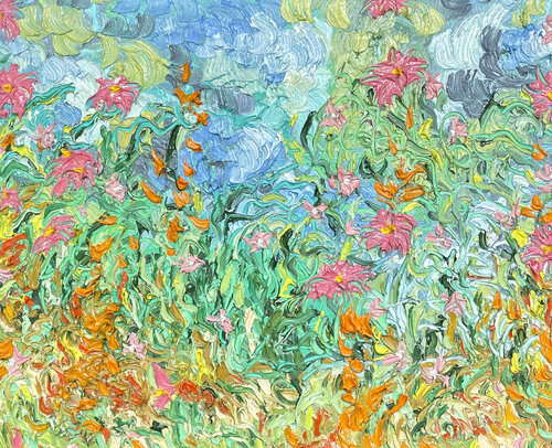 Gardens in Saugatuck (The Ivy Inn) di Jon Parlangeli, Pittura in vendita su Singulart