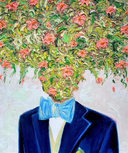 Blue Velvet with White van Jon Parlangeli, Schilderij te koop op Singulart