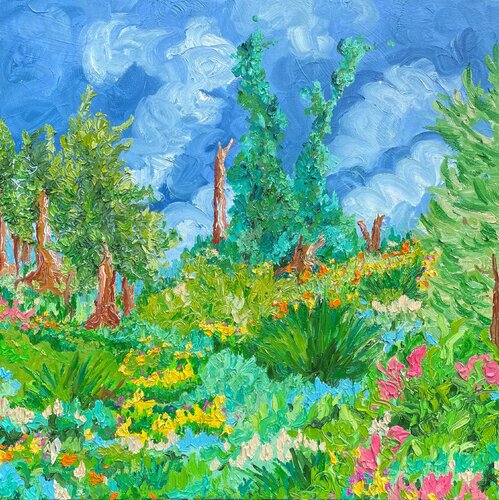 Gardens at the Edge of Lake Huron van Jon Parlangeli, Schilderij te koop op Singulart