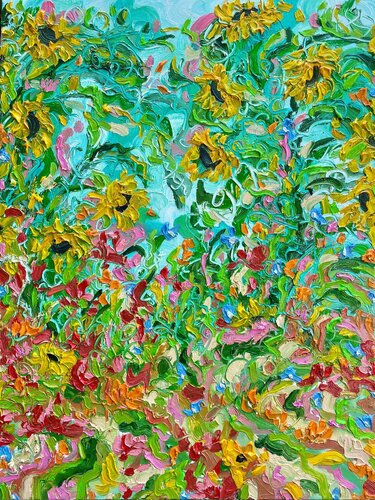 Sunflowers Off Lakeshore van Jon Parlangeli, Schilderij te koop op Singulart