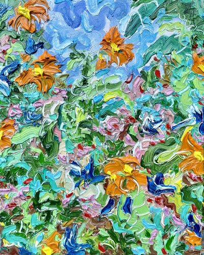 Lilies off the 9th di Jon Parlangeli, Pittura in vendita su Singulart