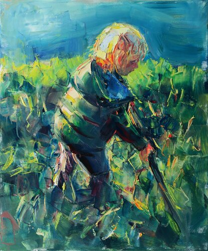 Little boy with a stick di Marta Lipowska, Pittura in vendita su Singulart