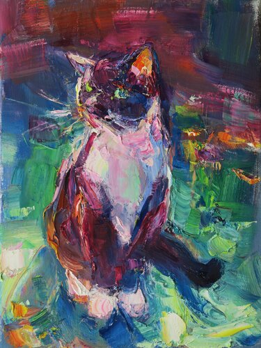Coloured cat XII van Marta Lipowska, Schilderij te koop op Singulart