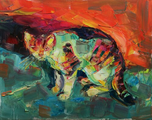 Coloured cat XI di Marta Lipowska, Pittura in vendita su Singulart