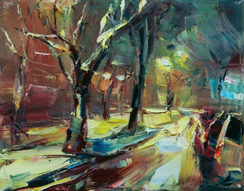 Town at night II di Marta Lipowska, Pittura in vendita su Singulart
