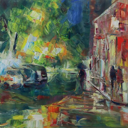 Town at night V di Marta Lipowska, Pittura in vendita su Singulart