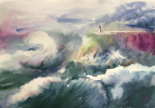Tormenta en el mar by Olga Pérez Alonso, Work on Paper for Sale on Singulart