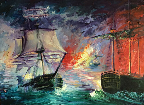 La batalla de Trafalgar di Olga Pérez Alonso, Pittura in vendita su Singulart
