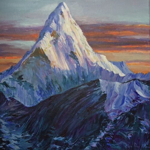 El Everest al atardecer di Olga Pérez Alonso, Pittura in vendita su Singulart