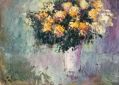 Rosas en mi mesa von Olga Pérez Alonso, Malerei kaufen auf Singulart