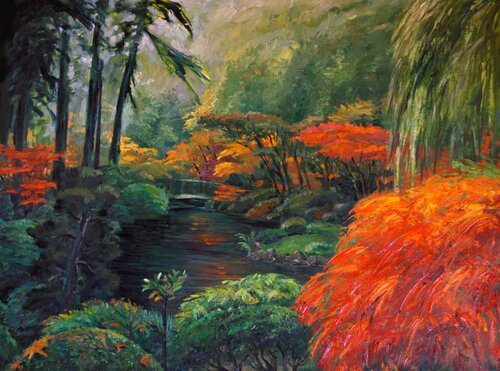 Jardín japonés di Olga Pérez Alonso, Pittura in vendita su Singulart